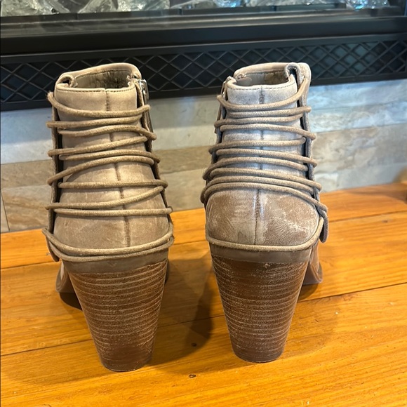 Jessica Simpson Taupe Ankle Boots with Zipper and Buckle Detail Booties - Picture 2 of 13